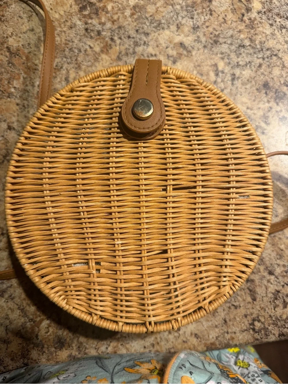 Zara Round Woven Crossbody Bag - Tan